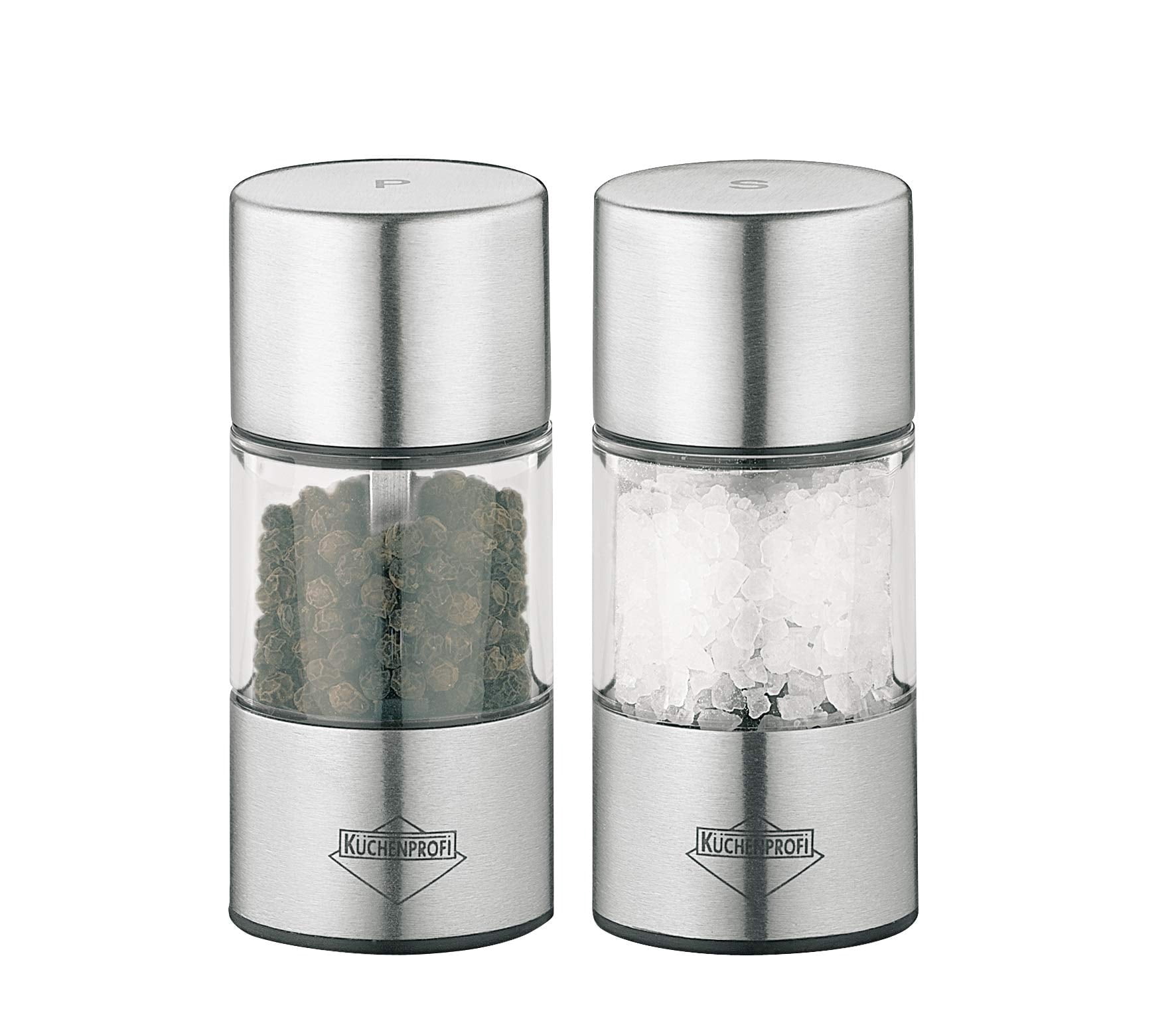 Küchenprofi Vienna Salt and Pepper Set Manual Ceramic Grinder 3.4-Inch Clear