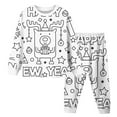 thumbnail image 1 of K`id Diy Hand Painted Homewear Set Coloring Pajamas for K`ids Cute Funny Cartoon Print Cotton Long Sleeve Pullover Top with Pajamas Pants Christmas Pjs Can Play with and Wear, 1 of 3