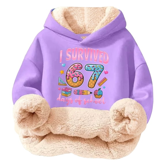 K`ids Sherpa Lined Hoodie - 67 Print Warm Winter Pullover for B`oys & G`irls, Soft Cute Casual Hooded Sweatshirt for Christmas