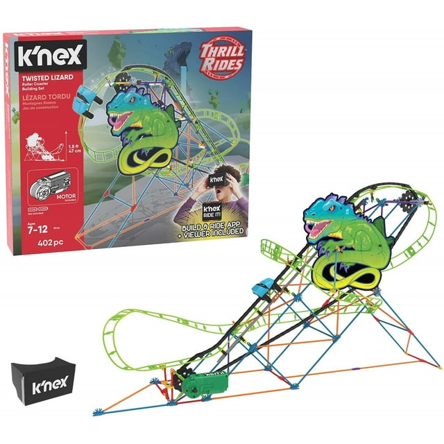K'nex Thrill Rides Twisted Lizard Roller Coaster Building Set with Ride It App, Ages Classic Thrill Rides (New Open Box)