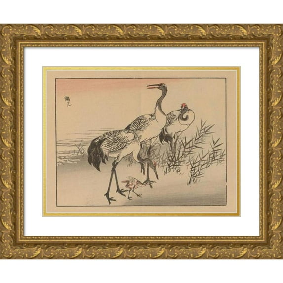 Kōno Bairei 18x14 Gold Ornate Wood Frame and Double Matted Museum Art Print Titled - Bairei Gafu, Pl.02 (1905)