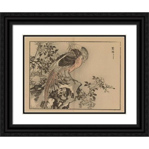 Kōno Bairei 18x15 Black Ornate Wood Framed Double Matted Museum Art Print Titled - Bairei Gafu, Pl.37 (1905)