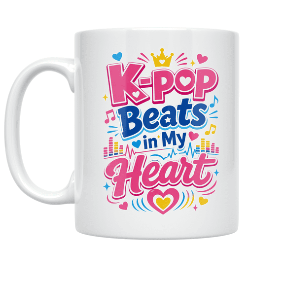 K-pop Beats in My Heart Design - K-pop Fan - 11 oz Ceramic Coffee Mug