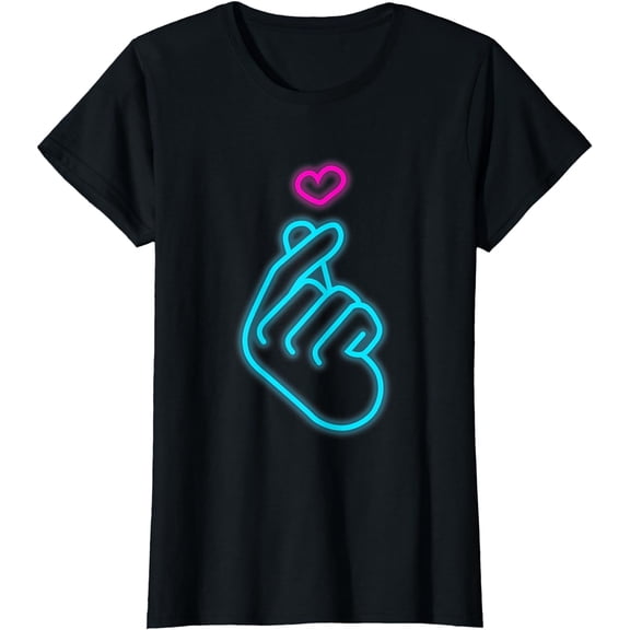K-pop Hand Symbol Finger Heart Korean Pop Music Women Girls T-Shirt