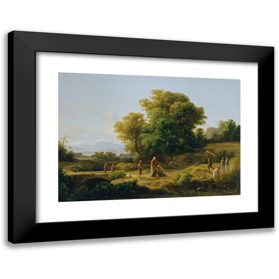 Károly Markó 18x14 Black Modern Framed Museum Art Print Titled - Ideal Landscape with Boas and Ruth (1859)