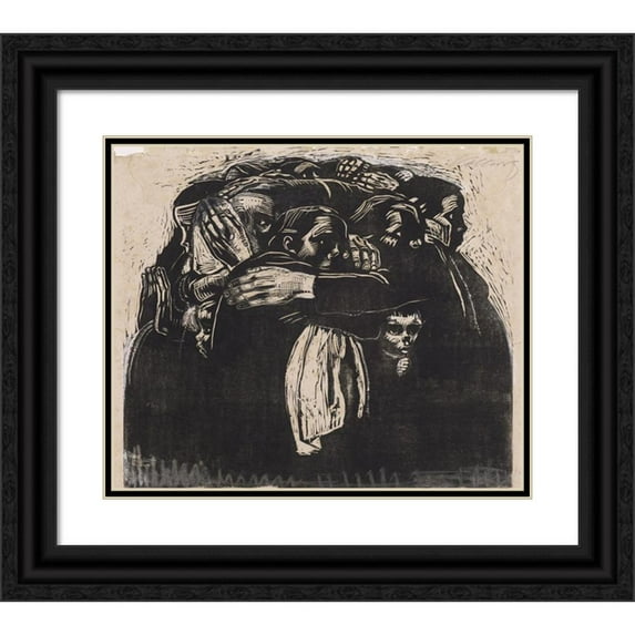 Käthe Kollwitz 23x20 Black Ornate Framed Double Matted Museum Art Print Titled: The Mothers (1921)