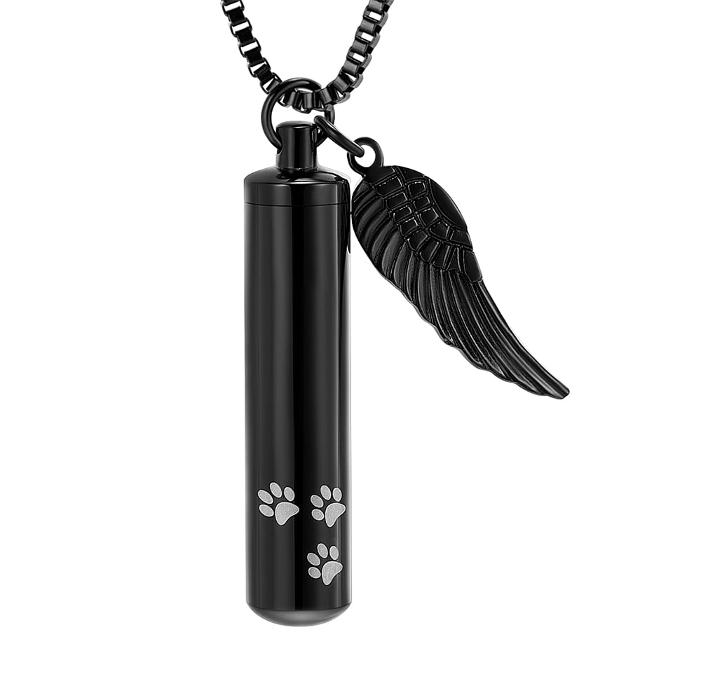 Pet Memorial Necklace For Ashes - Stainless Steel Paw Print Pendant, Cremation Jewelry With Engraving Option