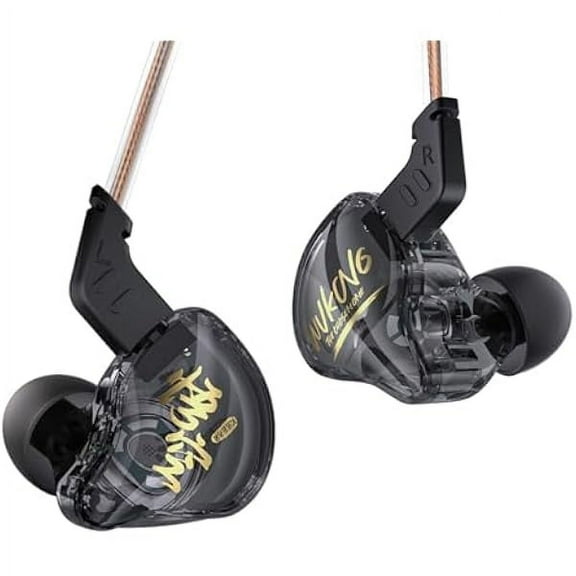 K01 iem in ear Monitor Headphones, HIFI Immersive Bass iems for Gaming, Noise Cancelling Wired Earbuds with 3.5mm Plug for Computer Laptop School Student, 3 Year Warranty (Black without Mic)