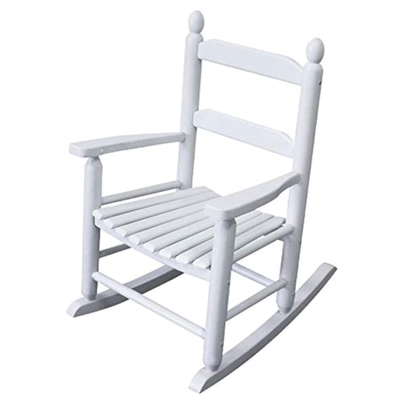 K079WT Durable White Childs Wooden Rocking Chair/Porch Rocker - Indoor or Outdoor - Suitable for 3-7 Years Old