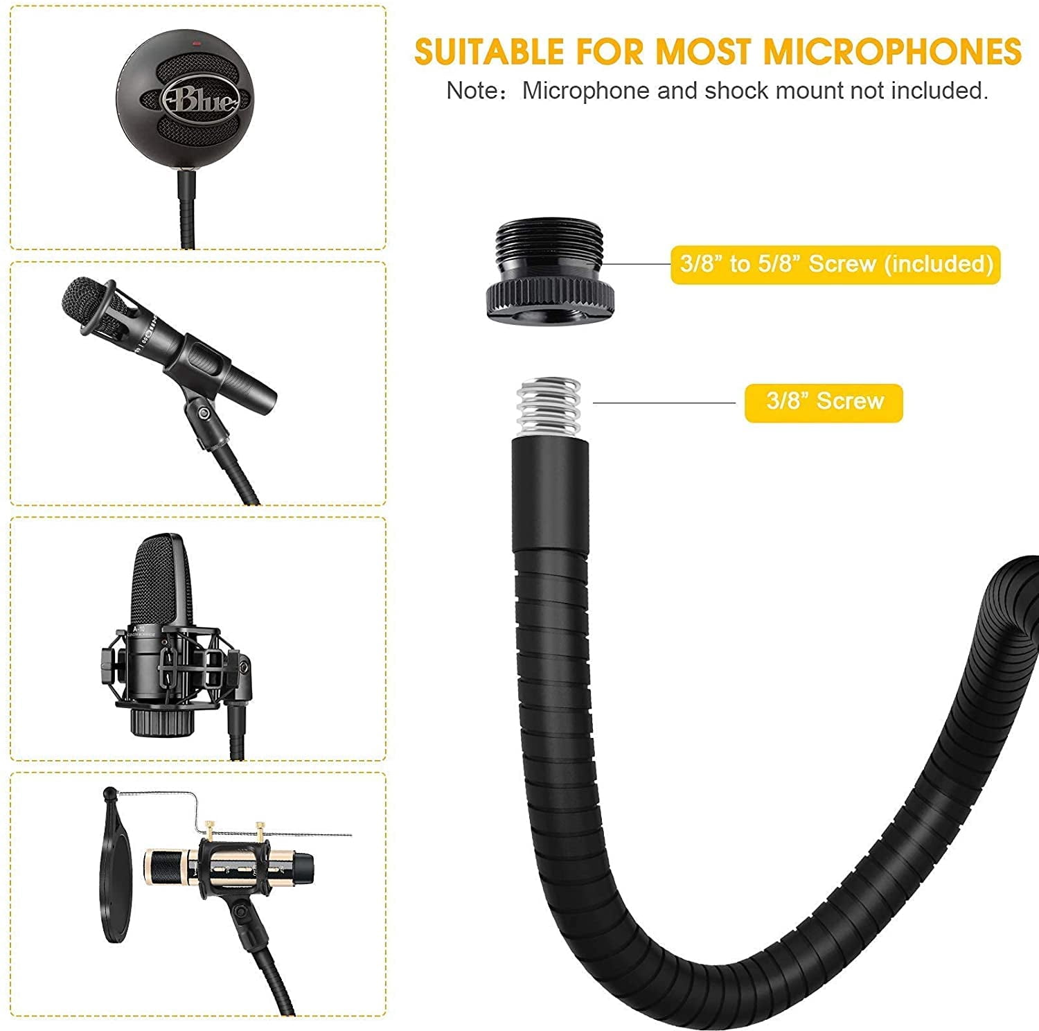 K08 3.5MM Microphone Gold with Gooseneck Stand for Podcast Recording