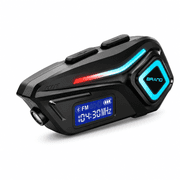Bluetooth 5.4 Motorcycle Helmet Headset with FM Radio, 40H Playtime, 800mAh Battery, Noise Reduction, Voice Assistant, LED Light, Flashlight, 40mm HD Speaker, IP65 Waterproof