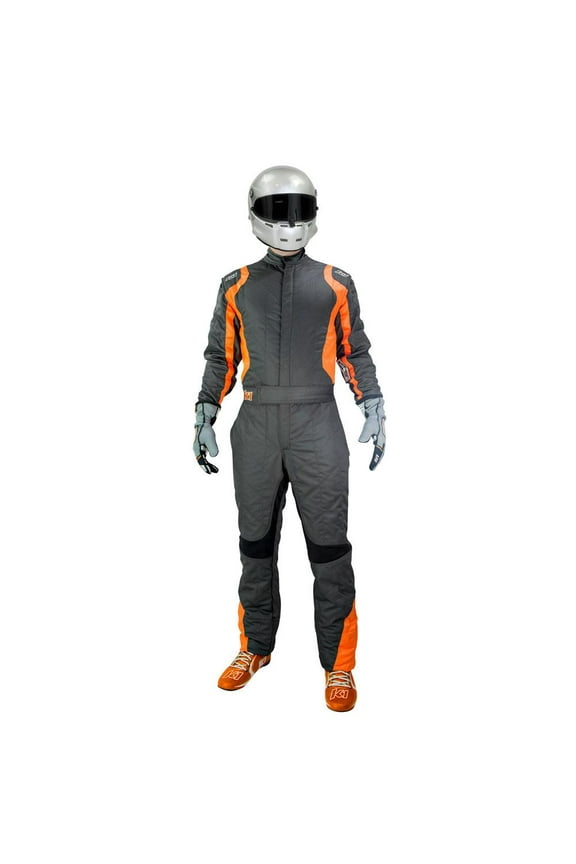 K1 20-PR2-GO-L Precision II SFI 5 Auto Racing Suit Nomex Orange/Gray Large 56