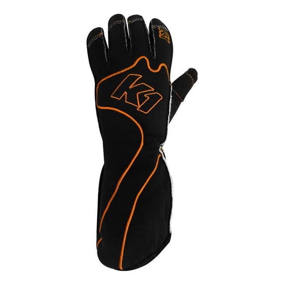 K1 RaceGear 13-RS1-O-L RS1 Reverse Stitch Kart Racing Gloves - Orange & Black - Large