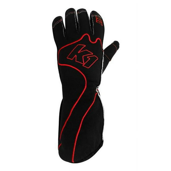 K1 RaceGear 13-RS1-R-S RS1 Reverse Stitch Kart Racing Gloves - Red & Black - Small