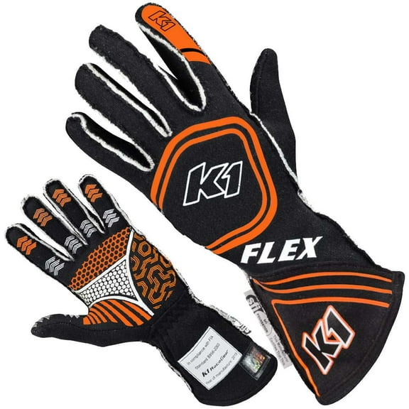 K1 RaceGear 23-FLX-NO-XL 2-Layer Flex Glove, Black/Orange, XL