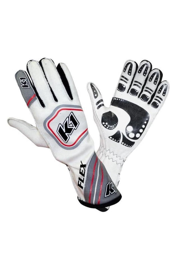 K1 RaceGear Flex Nomex Driver's Gloves - Grey, White - XL 23-FLX-GW-XL