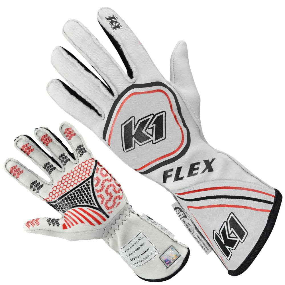 K1 Racegear Glove Flex Large White SFI / FIA