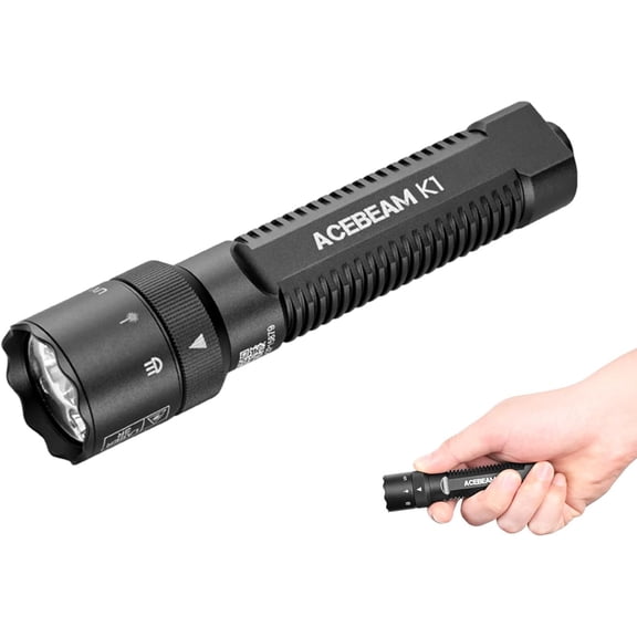 K1 Rechargeable EDC AA with Green Beam, UV and White LED Combo, 1000 High Lumens Pocket , Triple Sources Super Bright Small Flash Light for Emergency, Camping, Home