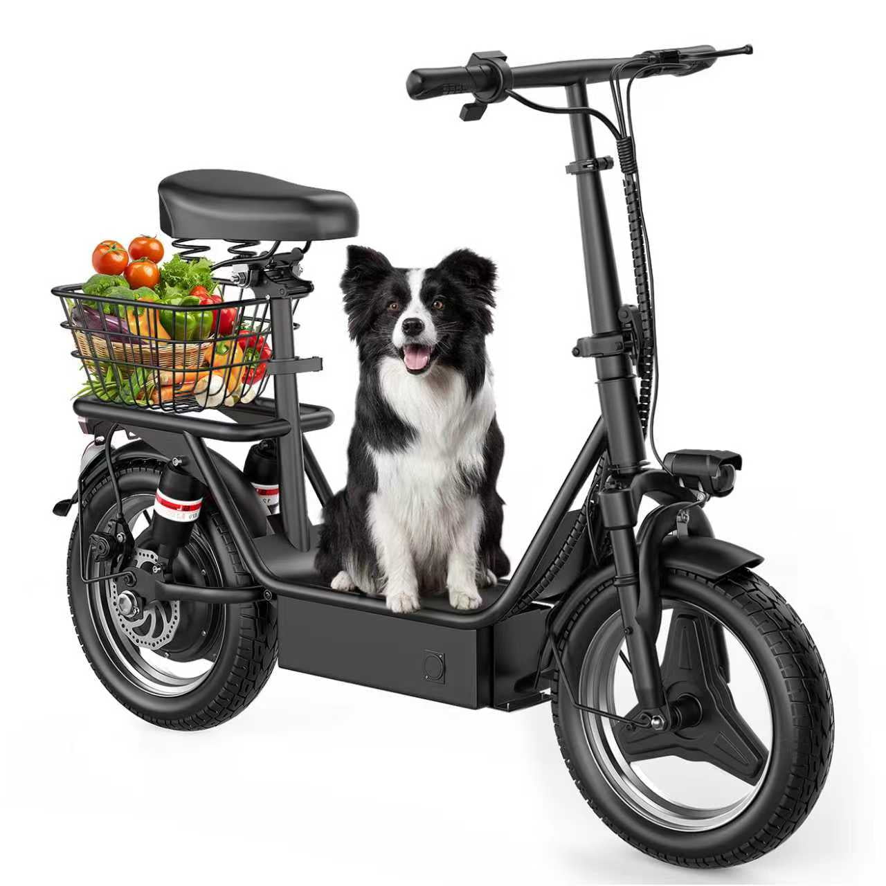 ASKGO K10 Electric Scooter with Seat, 650W Peak Motor, 14" Tires, 48V 15AH Electric Scooter Adults, 20MPH 30Miles Range Folding E Scooter for Adults Commuting Travel