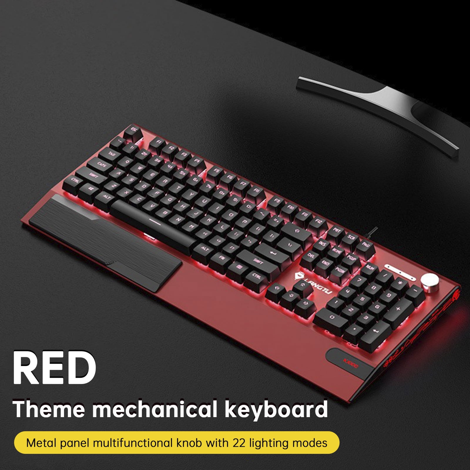 K1000 Mechanical Keyboard Wired 104-key Red Switches Gaming E-Sports Customized(Red)