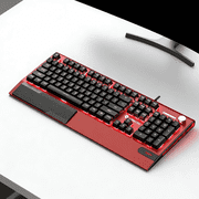 VIPQV Wired Gaming Keyboard with Wrist Rest Combo, RGB Backlit, Mechanical Feel Anti-ghosting Keyboard, PC/Mac Support