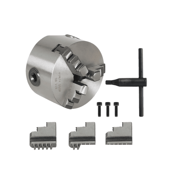 K11-80 Self-centering Lathe Chuck, 3 Jaw Lathe Drill Chuck, 80mm Manual Chuck for Lathe Drilling, Compatible with Manual Lathes, Precision Machining Part