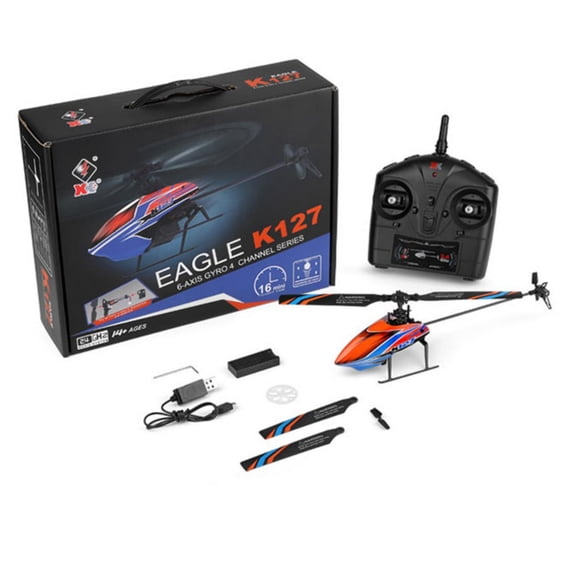 K127 4CH Single-Rotor RC Helicopter for Adults, Barometric Altitude Hold & 6-Axis Gyro, 16-Min Flight, Mini Remote Control Helicopter RTF