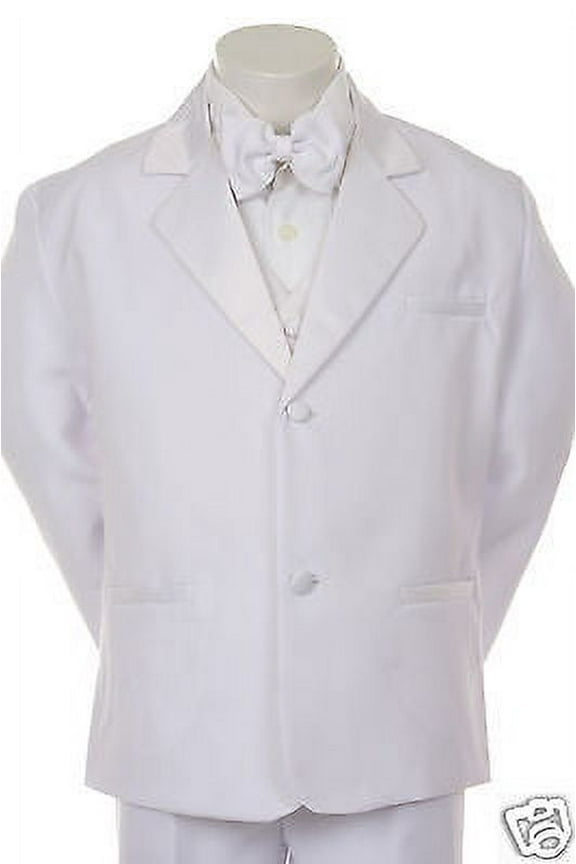 K15 NEW BOY WEDDING  COMMUNION BAPTISM FORMAL TUXEDO SUIT WHITE S M L XL 2T-20