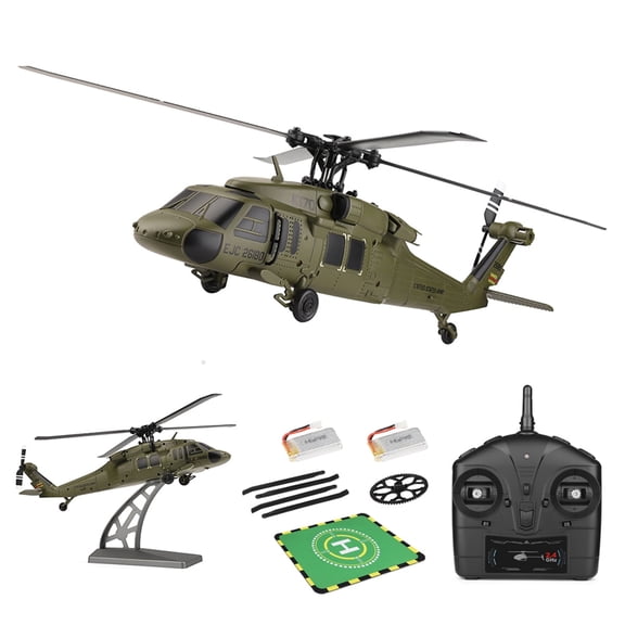 K170 Brushless RC Helicopter, 6CH 2.4GHz Remote Control Military Aircraft with 6-Axis Gyro, Metal Frame, 3D Flight Mode, With 2 Batteries Rechargeable Battery for Adults and Beginners