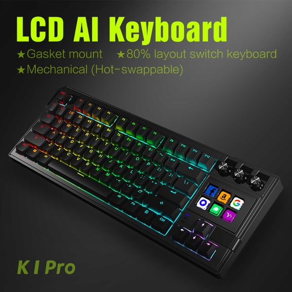 K1Pro LCD AI Hot-swappable Mechanical Keyboard Gasket Mount Custom Knob LCD Keys