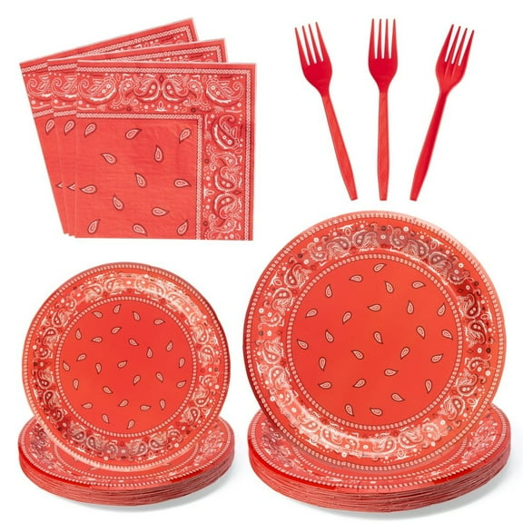 Haooryx Cholo Bandana Party Tableware Set Cholo Gangsta Theme Bandana Paper Plates 96PCS