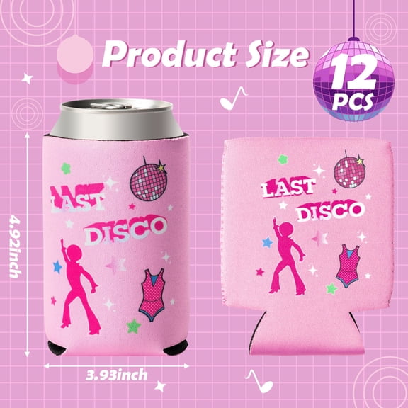 Haooryx Disco Can Sleeve for 70s Party Decorations,12 Pack