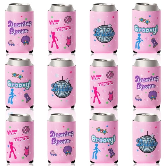Haooryx Beer Can Sleeve for 70s Party Decorations,12 Pack