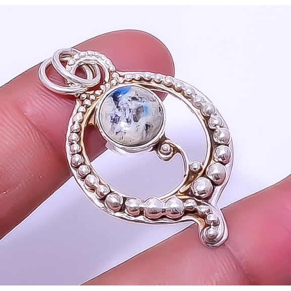 K2 Blue - Azurite In Quartz 925 Sterling Silver Bali Pendant 1.68" P7579-6, Christmas Gift, Gemstone Silver Jewelry, Azurite Pendant, New Year Sale