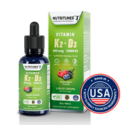 K2 D3 Liquid drops– Vitamin D3 10,000 IU & Vitamin K2 200 mcg – High-Potency Supplement for Bone, Immune, and Heart Health – Mixed Berry Flavor, Non-GMO, Easy-to-Use – 30 Servings (2oz)