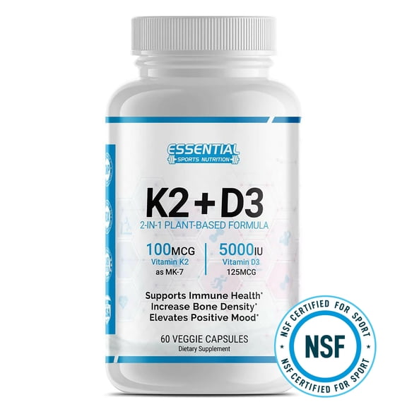 Vitamin K2 + D3 Capsules – Bone, Heart & Immune Support, 60 Count