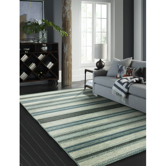 K2 Floor Style Andes Canyon Turquoise Hand Made Cotton Chenille Area Rug