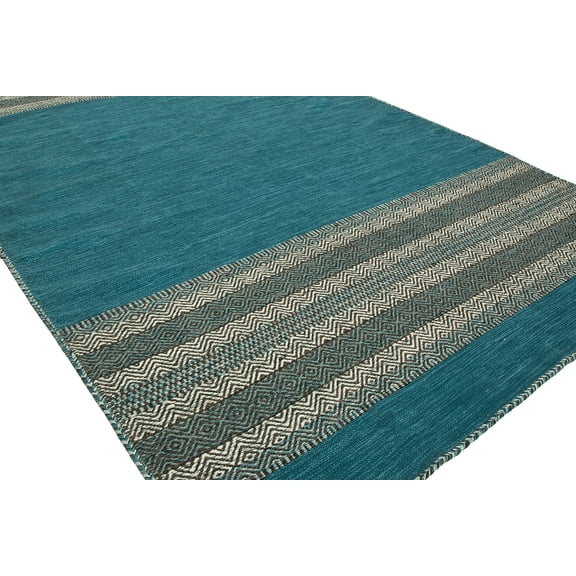K2 Floor Style Andes Desert Teal Hand Made Cotton Chenille Area Rug