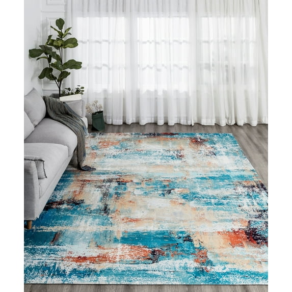 K2 Floor Style - DENALI Power Loom Turquoise / Spice Rug