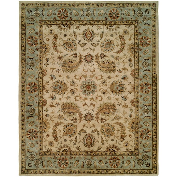 K2 Floor Style Empire Ivory / Light Blue Hand-Tufted Wool Area Rug