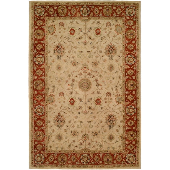 K2 Floor Style Empire Ivory/Rust Hand-Tufted Wool Area Rug