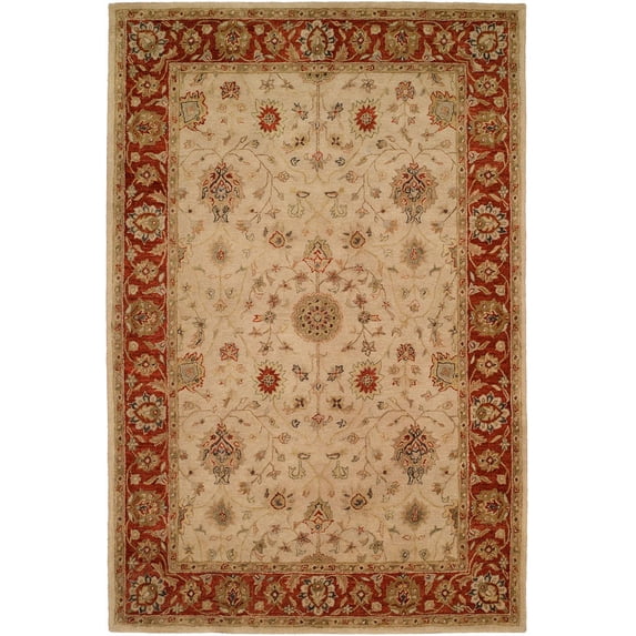 K2 Floor Style Empire Ivory/Rust Hand-Tufted Wool Area Rug
