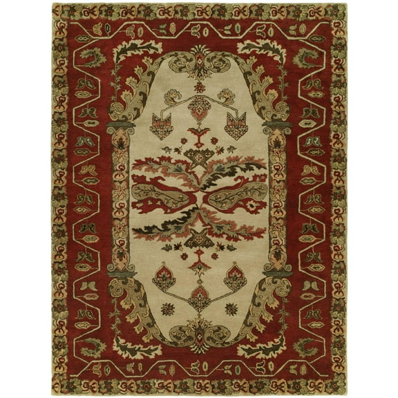 K2 Floor Style Newport Mansions Kingscote Sand / Red Hand-Tufted Wool Area Rug
