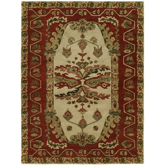 K2 Floor Style Newport Mansions Kingscote Sand / Red Hand-Tufted Wool Area Rug