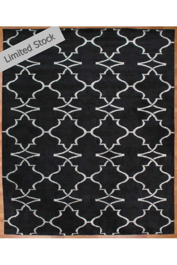Portfolio Black Hand Made Wool & Silkette? Area Rug