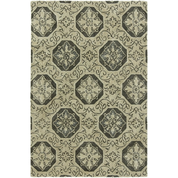 K2 Floor Style Seville Beige / Grey Hand-Tufted Wool & Silkette™ Area Rug