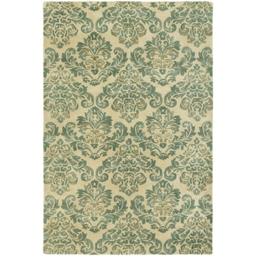 K2 Floor Style Seville Beige / Jade Hand-Tufted Wool & Silkette™ Area Rug
