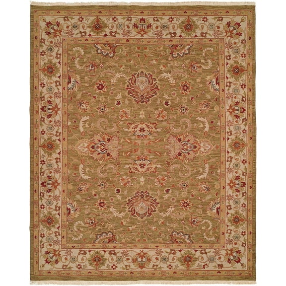 K2 Floor Style Soumak Green/Ivory Hand Made Wool Area Rug