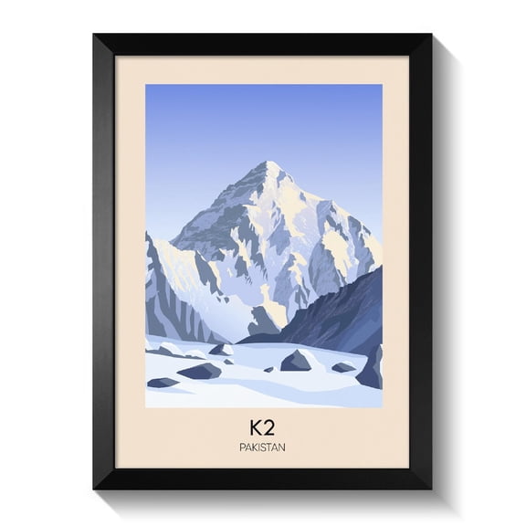 K2 Mountain Poster, Pakistan Mountain Print, Travel Poster, Mountaineer Gift, Mountain Climbing, Mount Everest, 14 Peaks Wall Art, K2 Summit Wall Art, Modern Wall Decor, 12x18 UNFRAMED