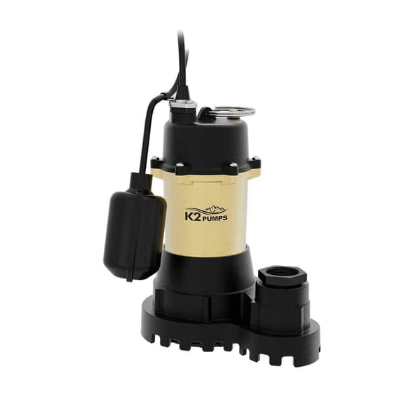 K2 1/2 HP Heavy-Duty Cast Iron Sump Pump with Piggyback Vertical Switch